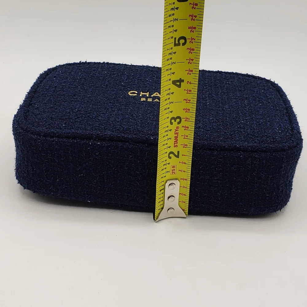 Authentic Chanel Cosmetic Pouch Blue Gold